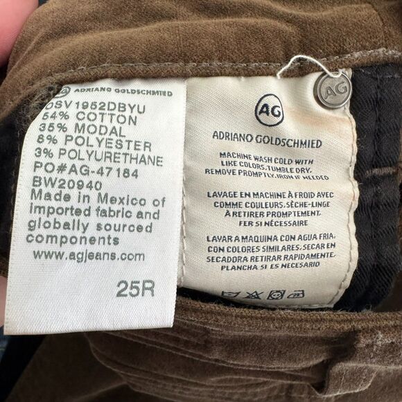 Adriano Goldschmied The Mari Tuxedo Stripe Women 25 R AG Pants Brown Velvet - Picture 6 of 12